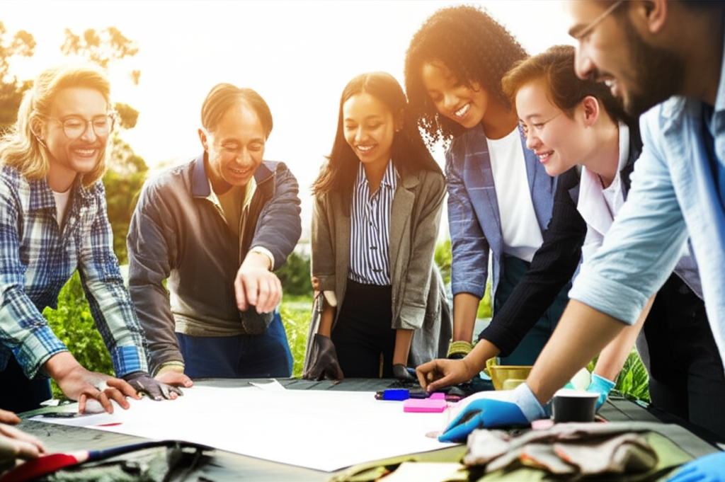 Community members working together